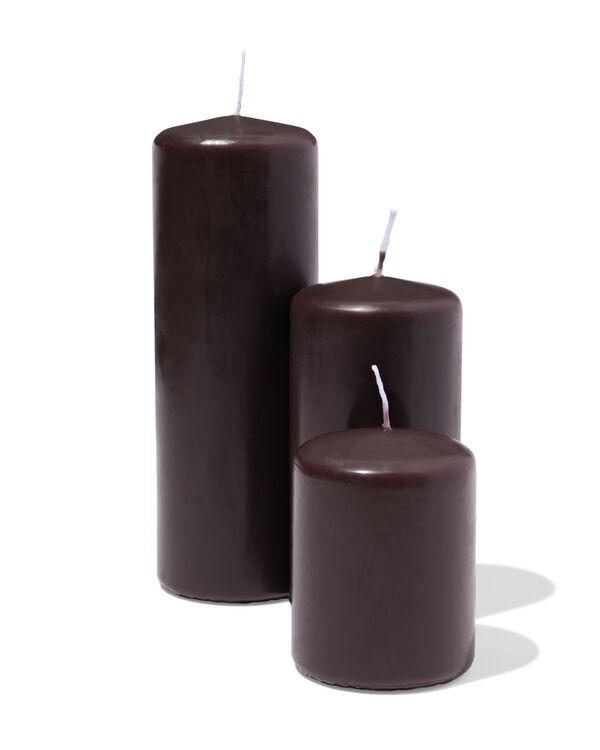 bougie pilier marron fonc&eacute; marron fonc&eacute; - 2000000439 - HEMA