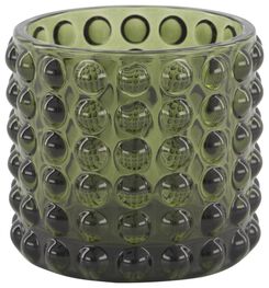 sfeerlichthouder glas met reliëf stippen Ø7x6.5 groen - 13322127 - HEMA