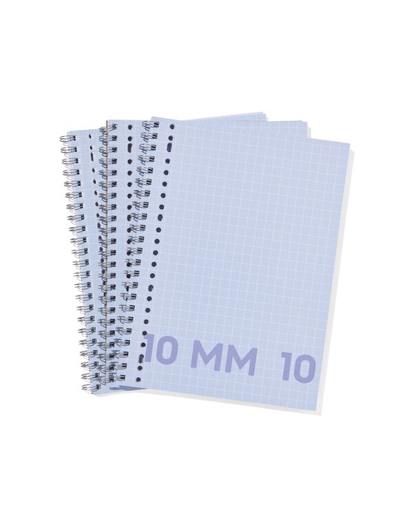 collegeblokken blauw A4 geruit 10mm - 3 stuks - 14120217 - HEMA