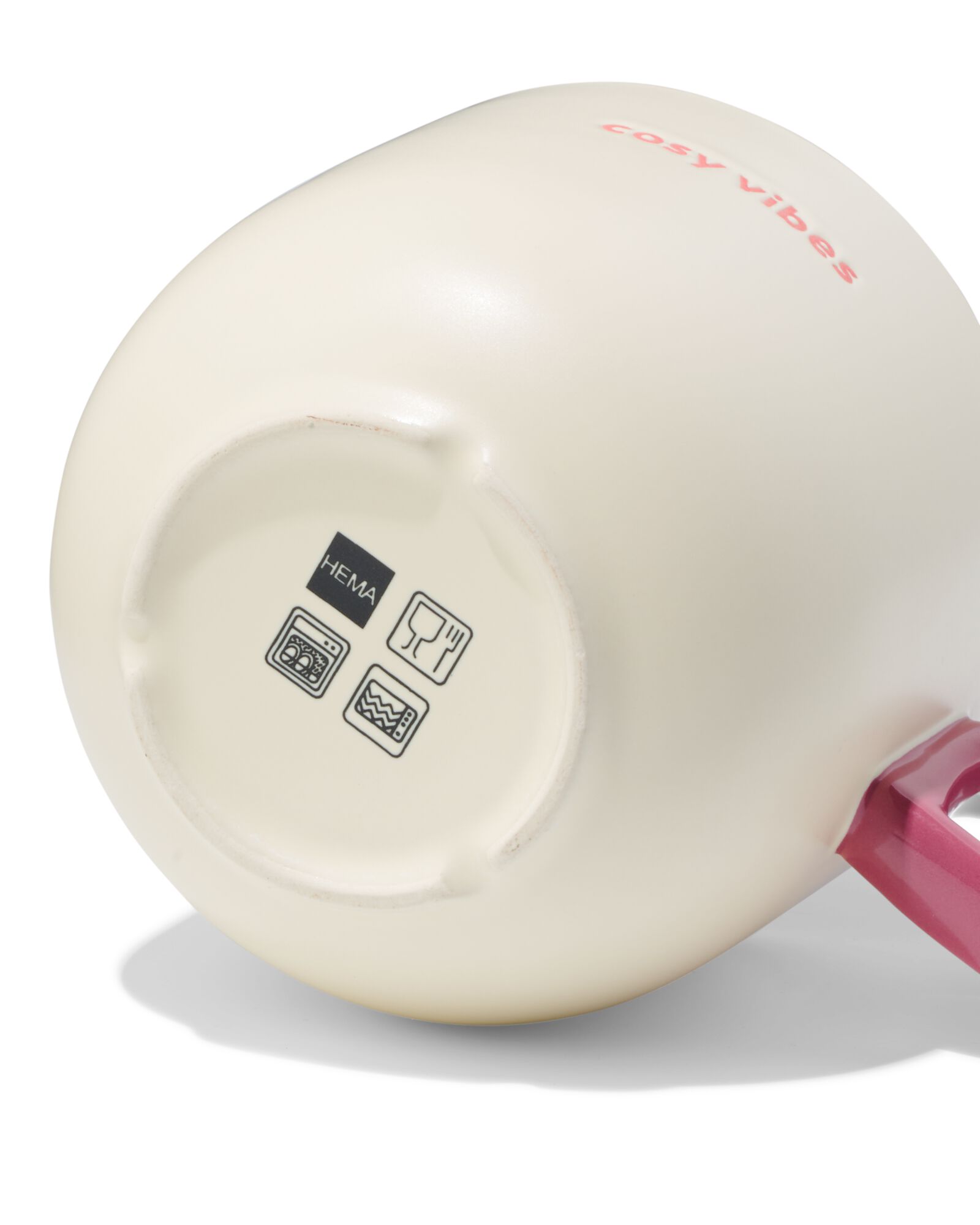 tasse 480 ml c&eacute;ramique avec anse c&oelig;urs cr&egrave;me - 61100249 - HEMA