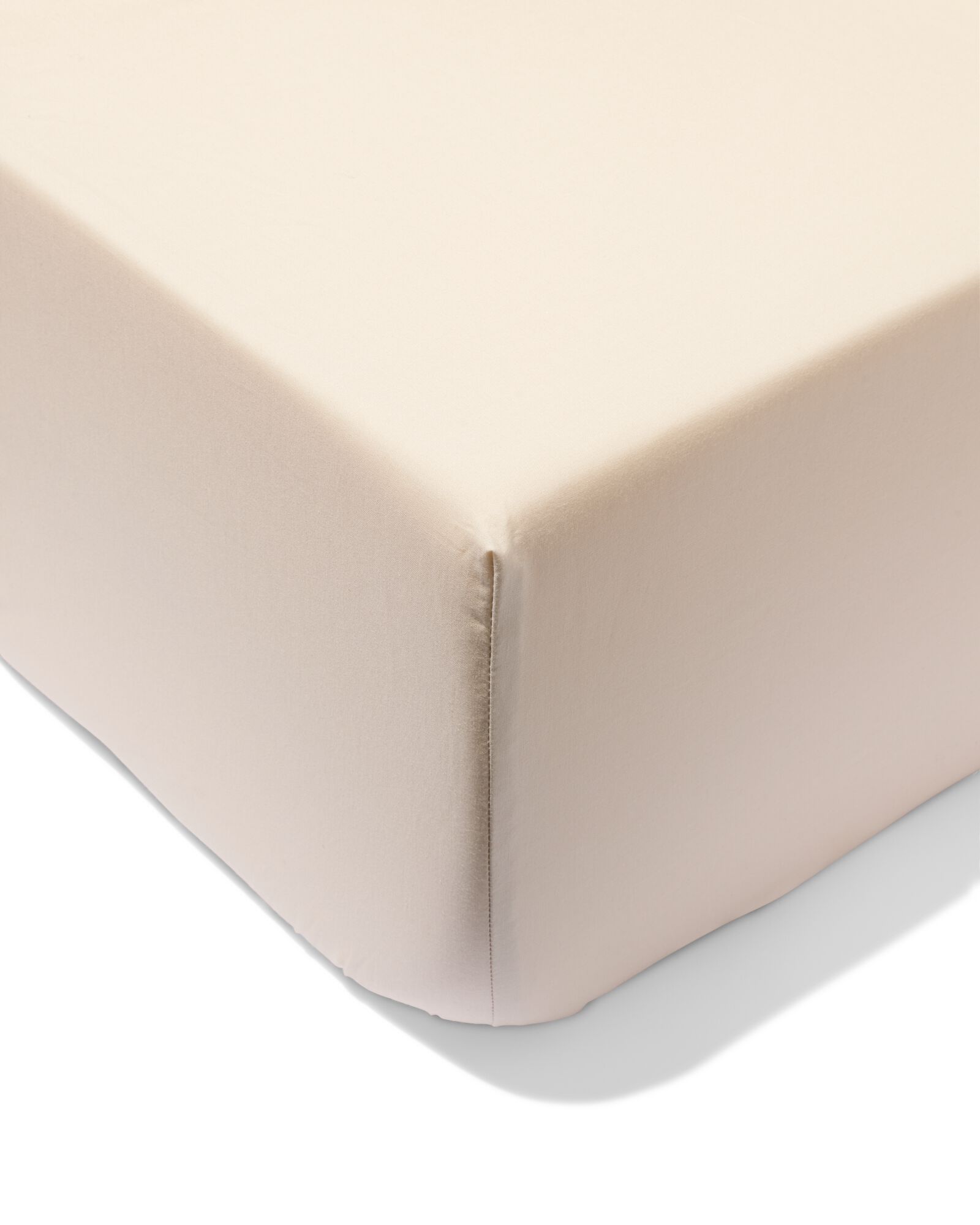 drap-housse 160x200 cm percale de coton h&ocirc;tel beige - 5190232 - HEMA