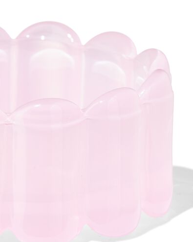 kaarsonderzetter ⌀10x4.5cm glas ribbel roze - 13326057 - HEMA