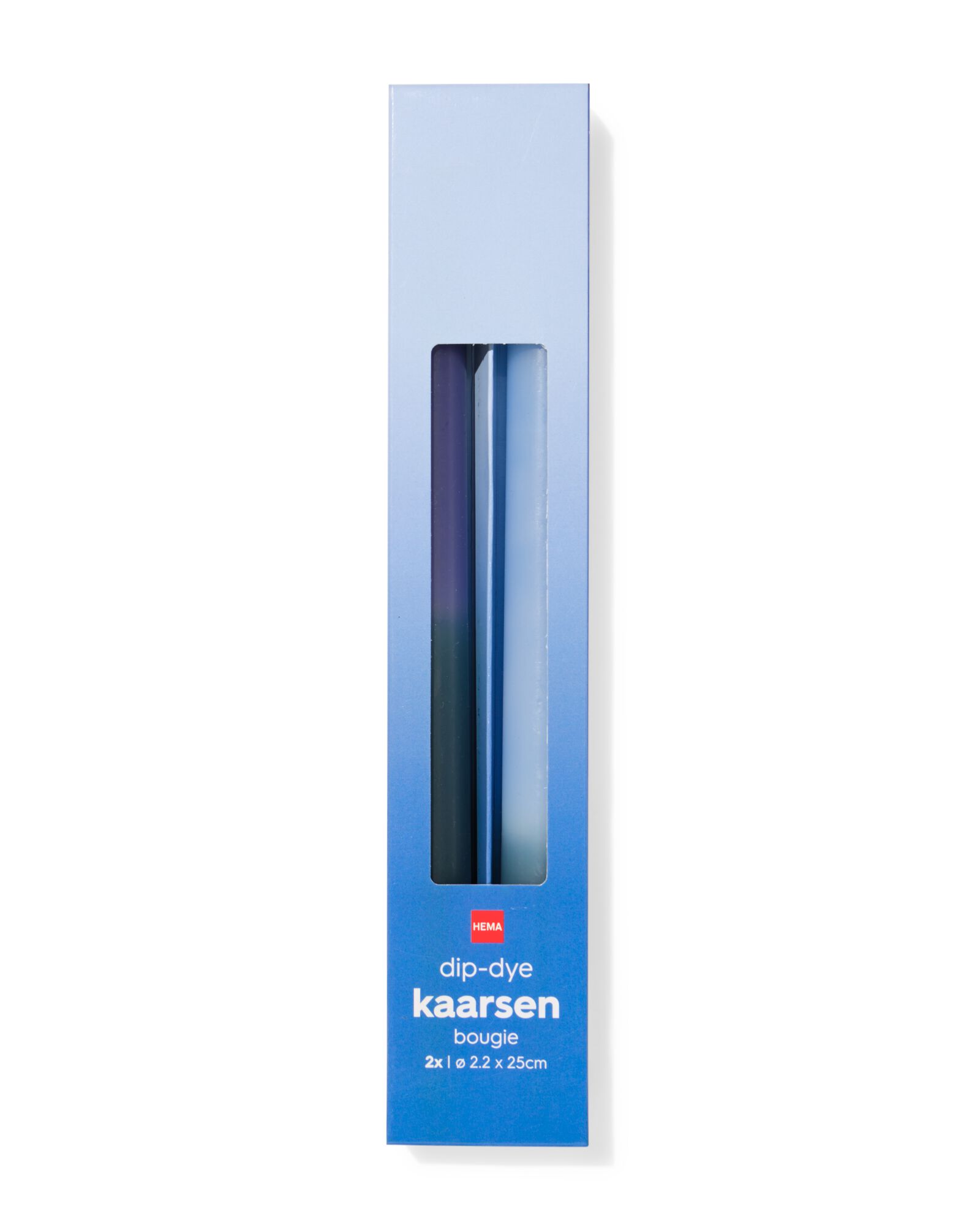 bougies longues ⌀2,2x25cm d&eacute;grad&eacute; de couleurs bleu - 2 pi&egrave;ces - 13506131 - HEMA