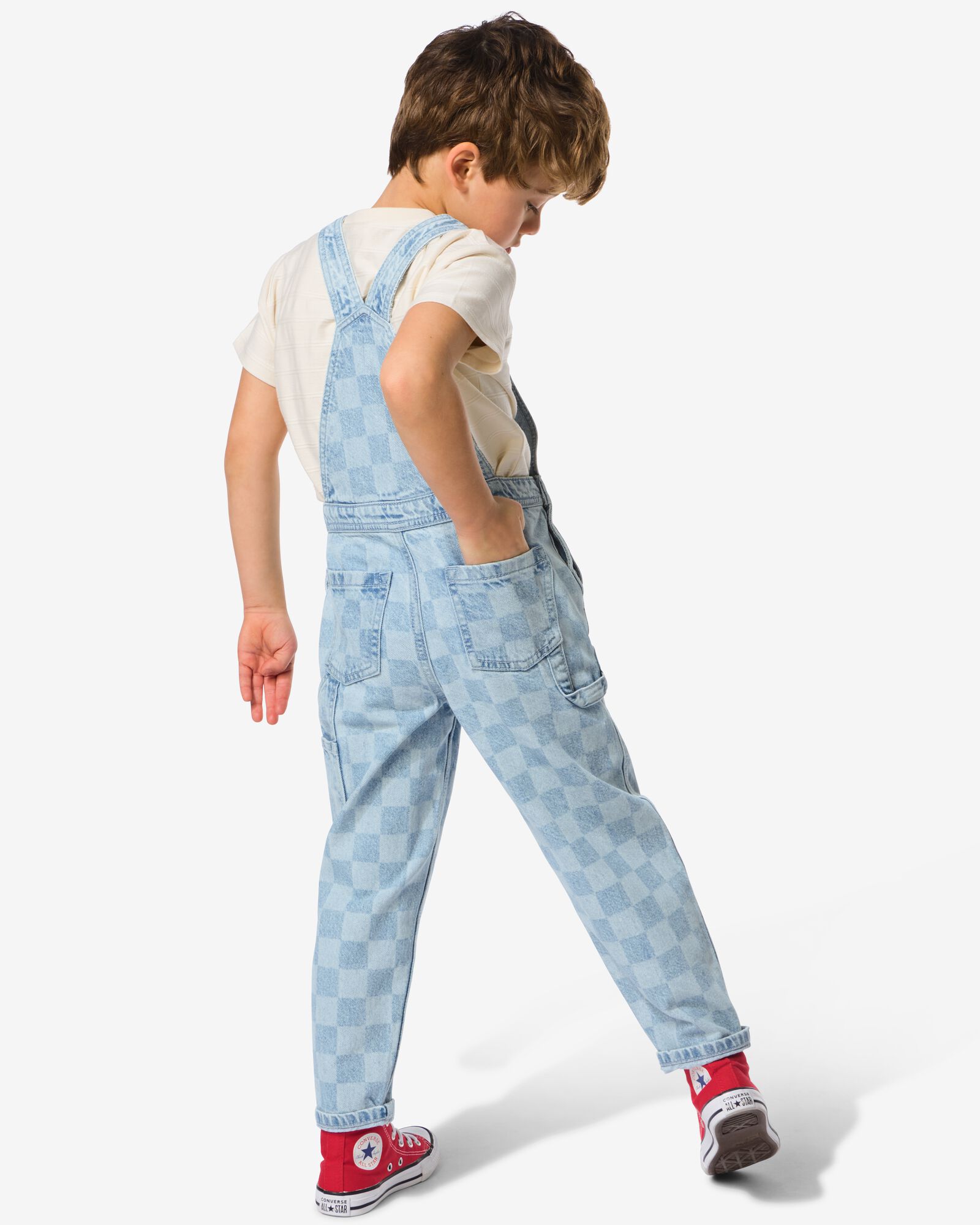 kinderjumpsuit blokken bleu clair bleu clair - 30711717LIGHTBLUE - HEMA