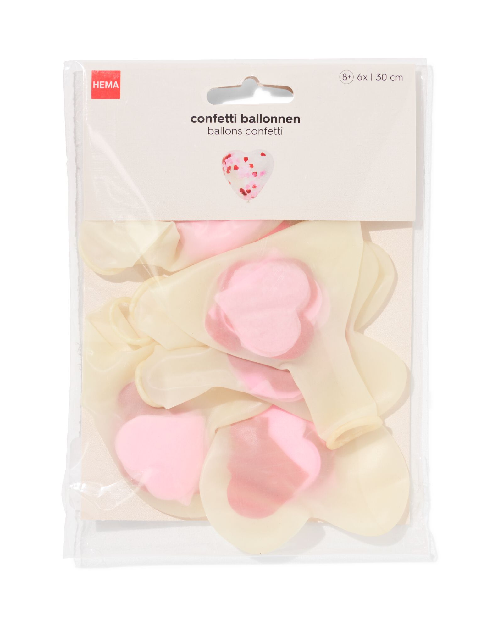 confettiballonnen 30cm hart - 6 stuks - 14260080 - HEMA