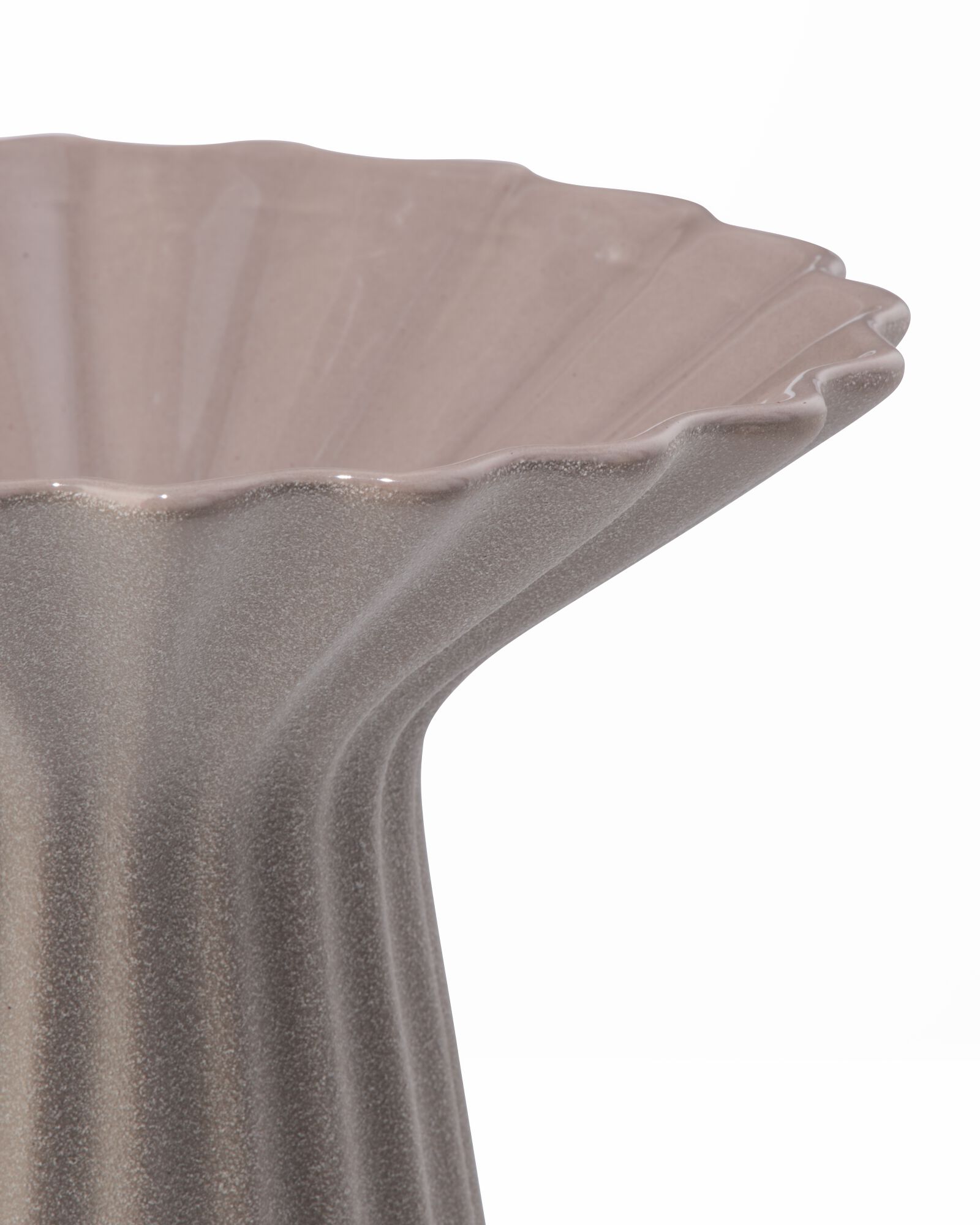 vase ⌀20x25cm c&eacute;ramique nervur&eacute; col taupe  - 13326017 - HEMA