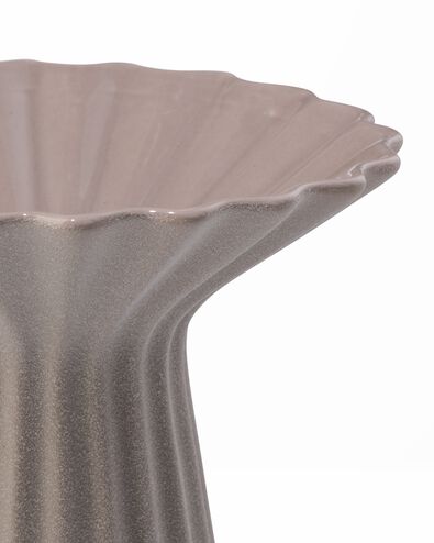 vase ⌀20x25cm c&eacute;ramique nervur&eacute; col taupe  - 13326017 - HEMA