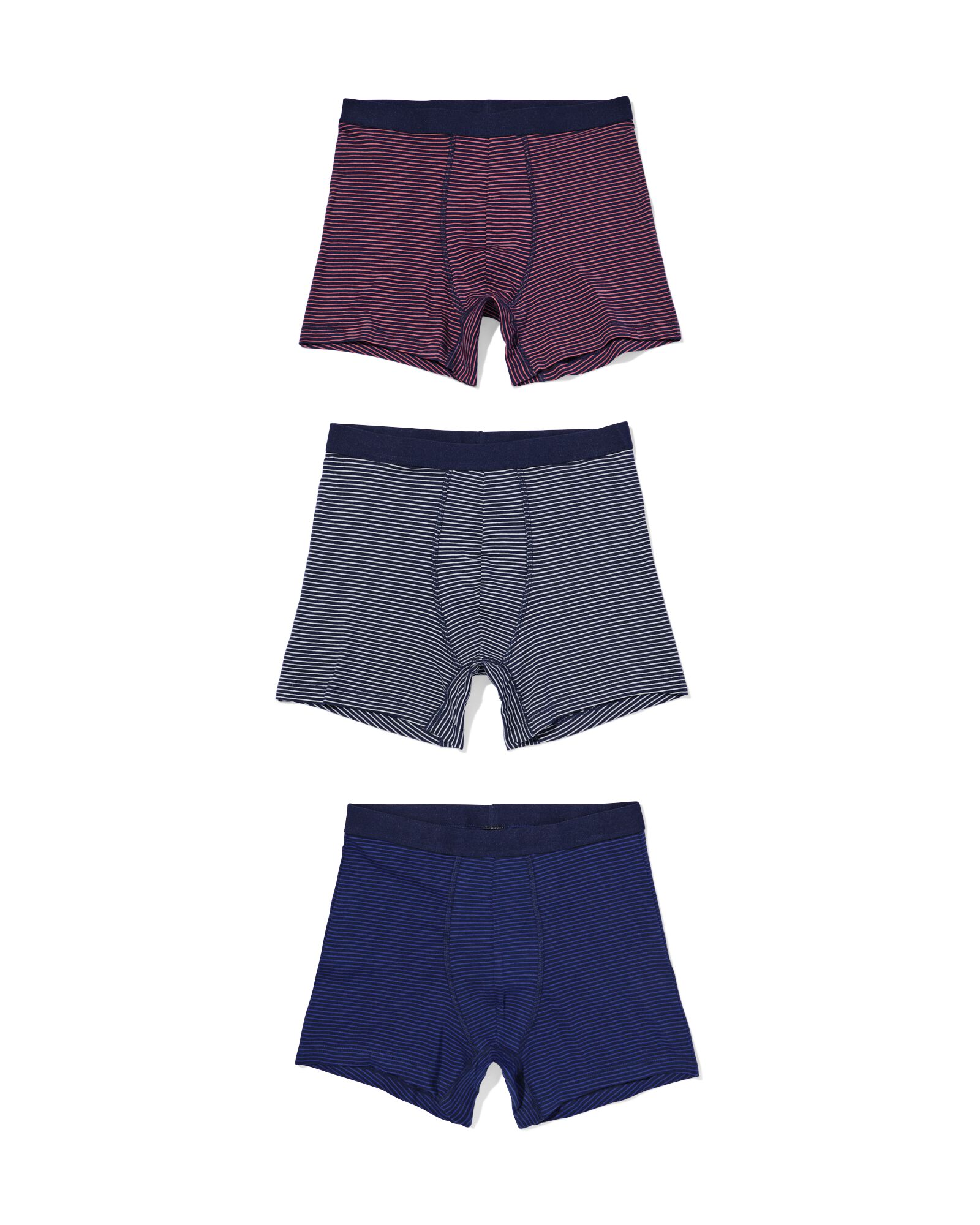 herenboxers strepen - 3 stuks donkerblauw donkerblauw - 19168360DARKBLUE - HEMA