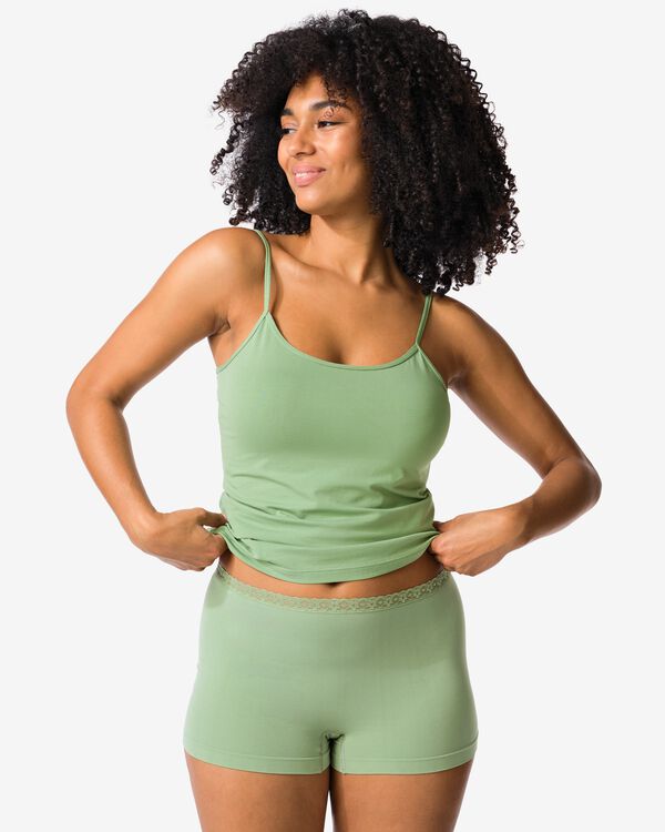 boxer femme sans coutures microfibre avec dentelle vert vert - 19603072GREEN - HEMA