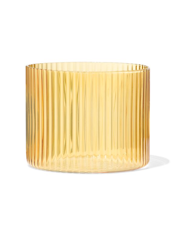 glas voor geurkaars ⌀10x8.5cm ribbel geel - 13507537 - HEMA