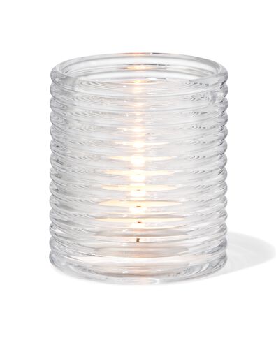sfeerlichthouder ⌀7x8cm glas ribbel - 13326038 - HEMA