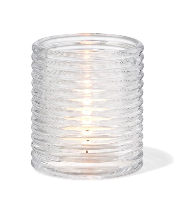 sfeerlichthouder ⌀7x8cm glas ribbel - 13326038 - HEMA