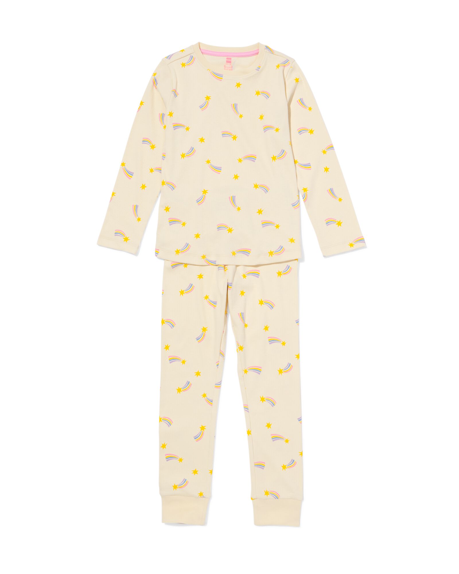 Kinderpyjama gerippt mit Sternen eierschalenfarben - 23001440OFFWHITE - HEMA