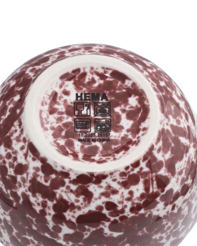Sch&auml;lchen &Oslash; 7 cm, Trend, Steingut, gesprenkelt, weinrot - 9650362 - HEMA