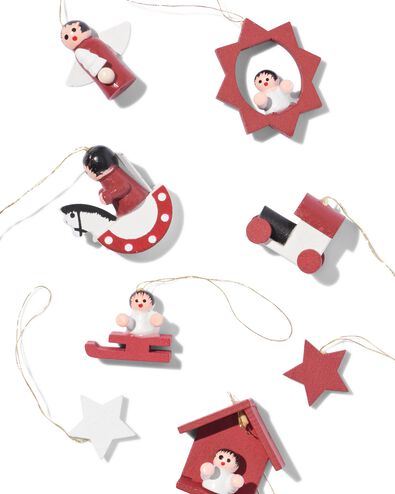 20er-Pack Baumschmuck, Holz, rot - 25105732 - HEMA