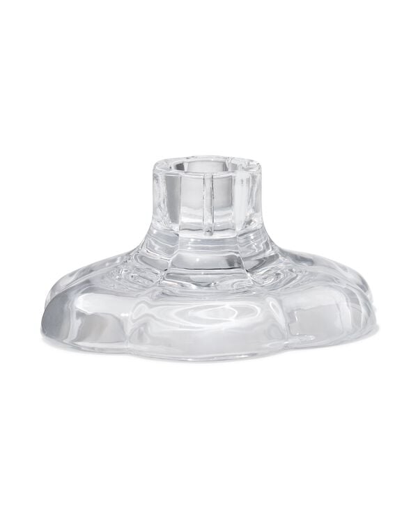 kandelaar 9.7x5cm glas transparant bloem - 13325027 - HEMA