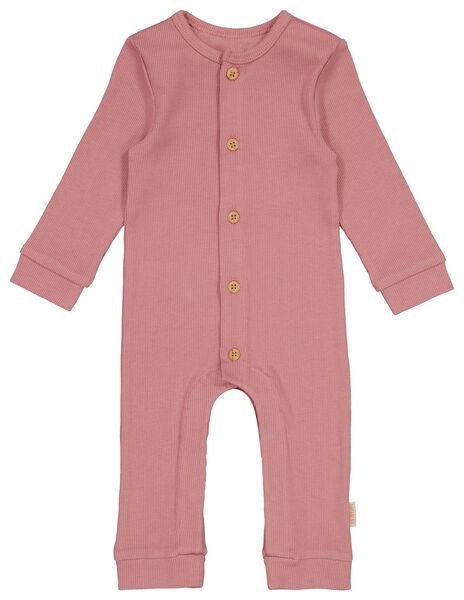 Newborn-Jumpsuit, gerippt, mit Bambus, elastisch rosa - 1000026305 - HEMA