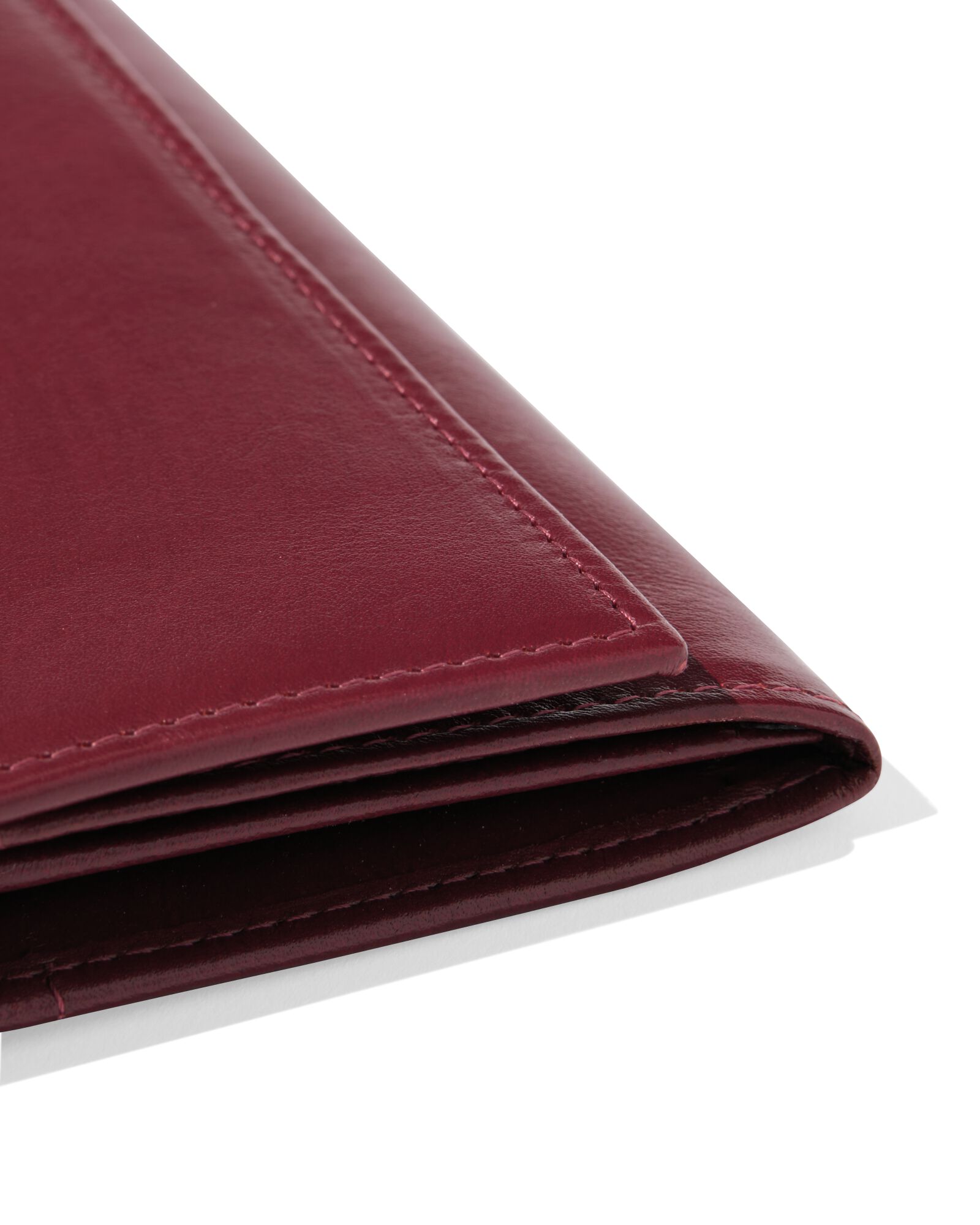portemonnee met flap leer donkerrood - 18150062 - HEMA