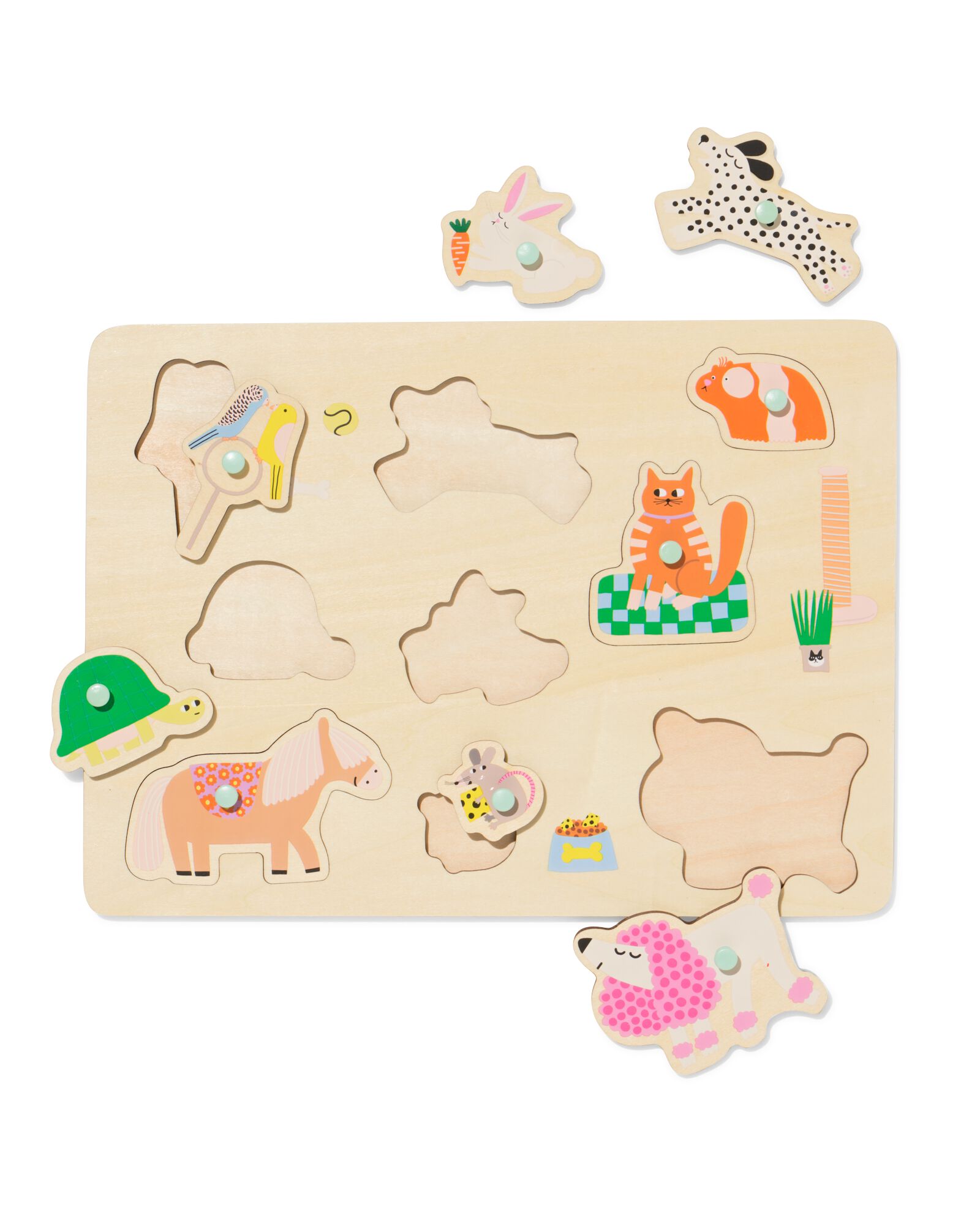 puzzle incrust&eacute; 30x22cm animaux de compagnie bois - 15100221 - HEMA