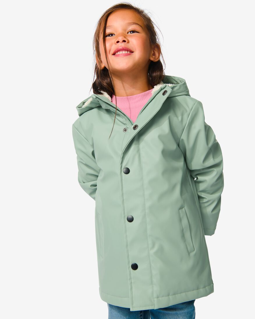 manteau enfant PU avec capuche vert vert - 1000031915 - HEMA