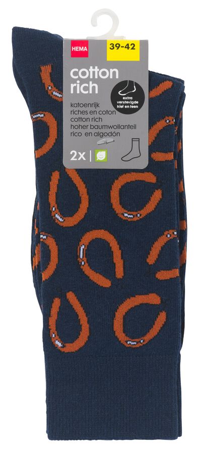 2er-Pack Herren-Socken, mit Baumwolle dunkelblau 43/46 - 4180042 - HEMA