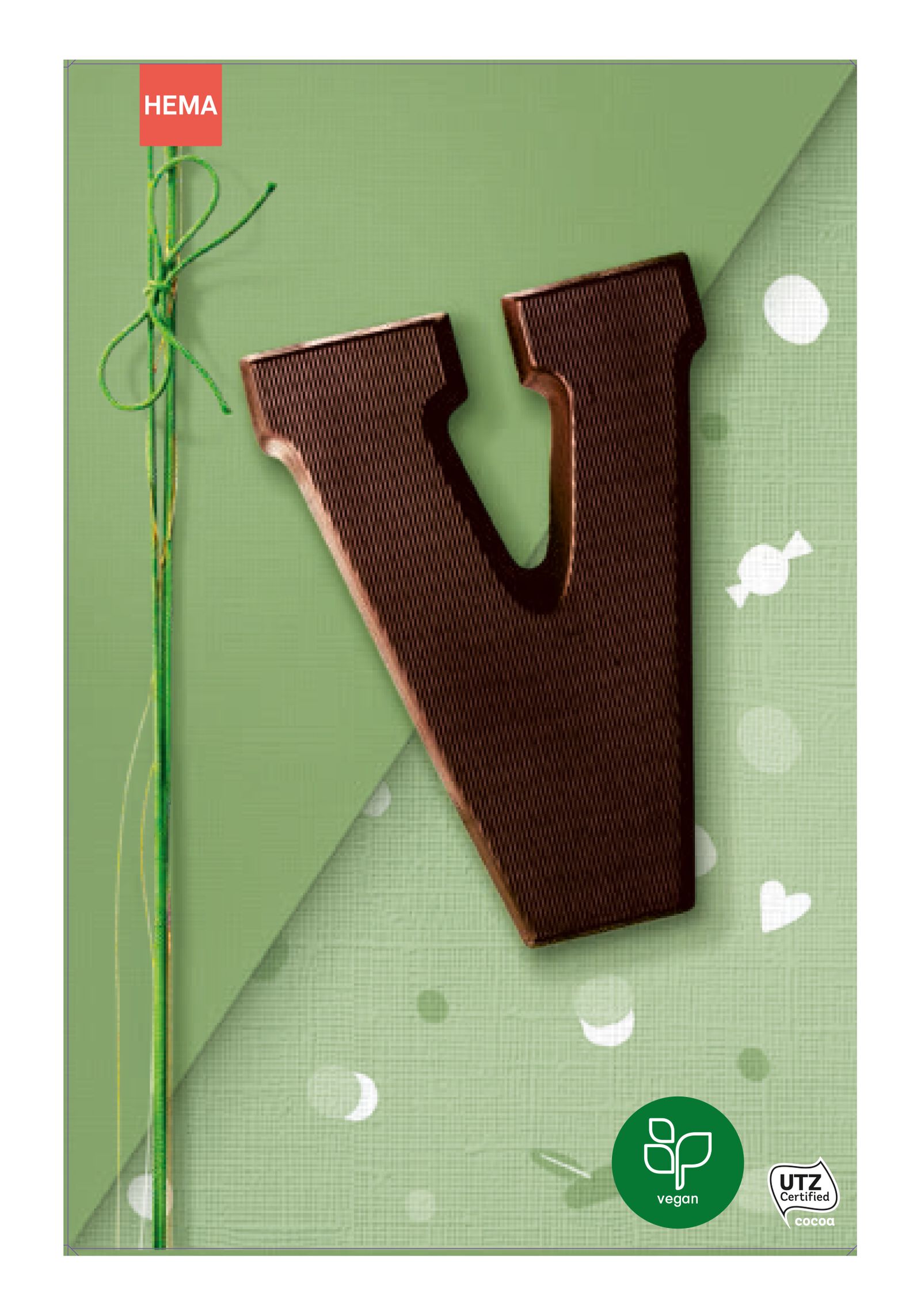 lettre en chocolat extra noir v&eacute;gan 135 grammes - V extra noir V - 10066021 - HEMA