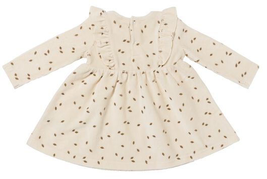 Baby-Kleid mit Rüschen, gerippt, Velours ecru ecru - 1000029126 - HEMA