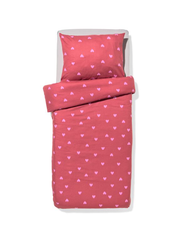 kinderdekbedovertrek 140x200cm flanel hartjes - 5700252 - HEMA