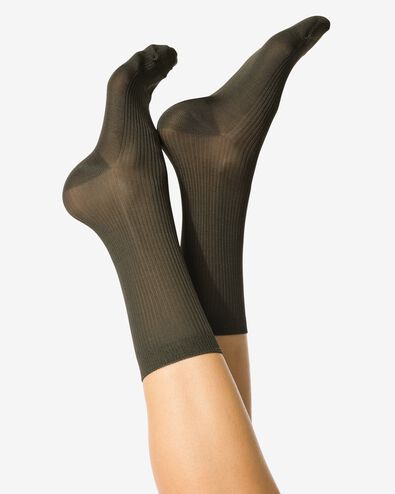 chaussettes femme c&ocirc;tel&eacute;es vert fonc&eacute; - 4280660DARKGREEN - HEMA