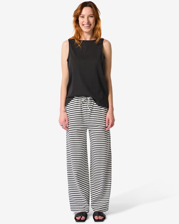 damesbroek Noel wide leg strepen zwart zwart - 36259475BLACK - HEMA