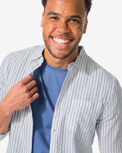 Herrenhemd, gestreift mittelblau - 2140180MIDBLUE - HEMA