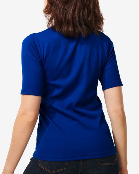 uitslag litteken Tarief dames t-shirt Clara rib blauw - HEMA
