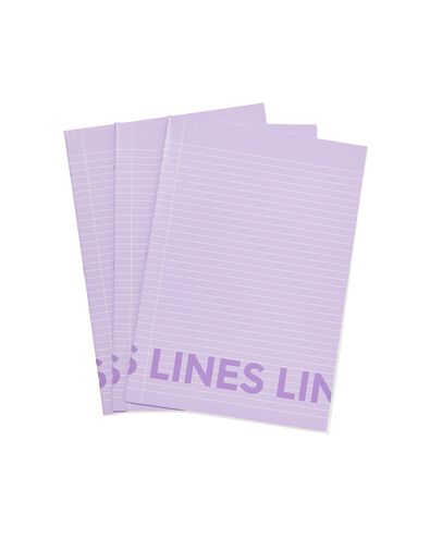 schriften lila A4 gelinieerd - 3 stuks - 14120207 - HEMA