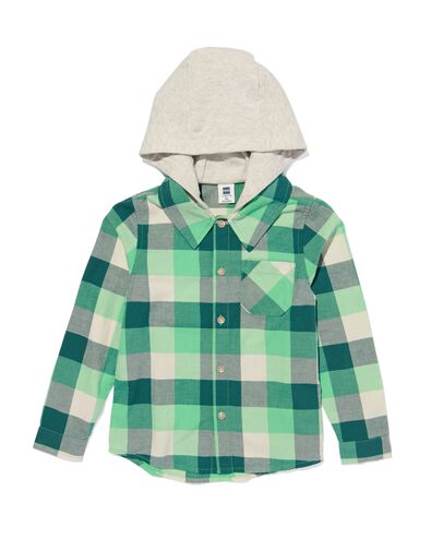 chemise enfant à capuche carreaux vert 110/116 - 30776646 - HEMA