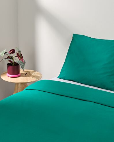 housse de couette 140x200/220 coton doux vert fonc&eacute; - 5750182 - HEMA