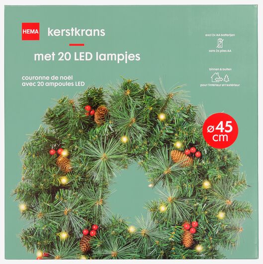 couronne de Noël avec lampes LED Ø 45 cm - 25530321 - HEMA