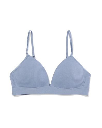 soutien-gorge pr&eacute;form&eacute; sans armatures c&ocirc;tel&eacute; bleu bleu - 21900450BLUE - HEMA