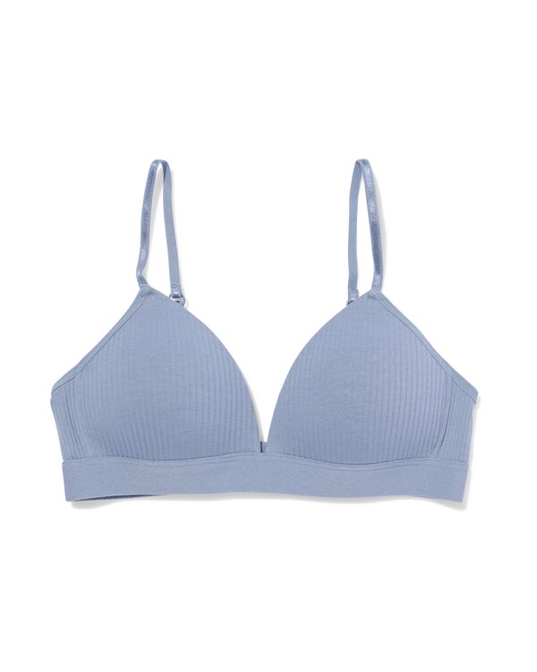 soutien-gorge pr&eacute;form&eacute; sans armatures c&ocirc;tel&eacute; bleu bleu - 21900450BLUE - HEMA