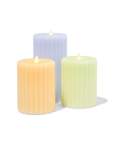 bougie cylindrique led ⌀7,5 x 10 cm nervur&eacute;e vert clair - 13550164 - HEMA
