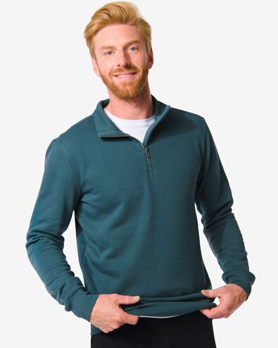 heren sweater met rits blauw XL - 2101423 - HEMA