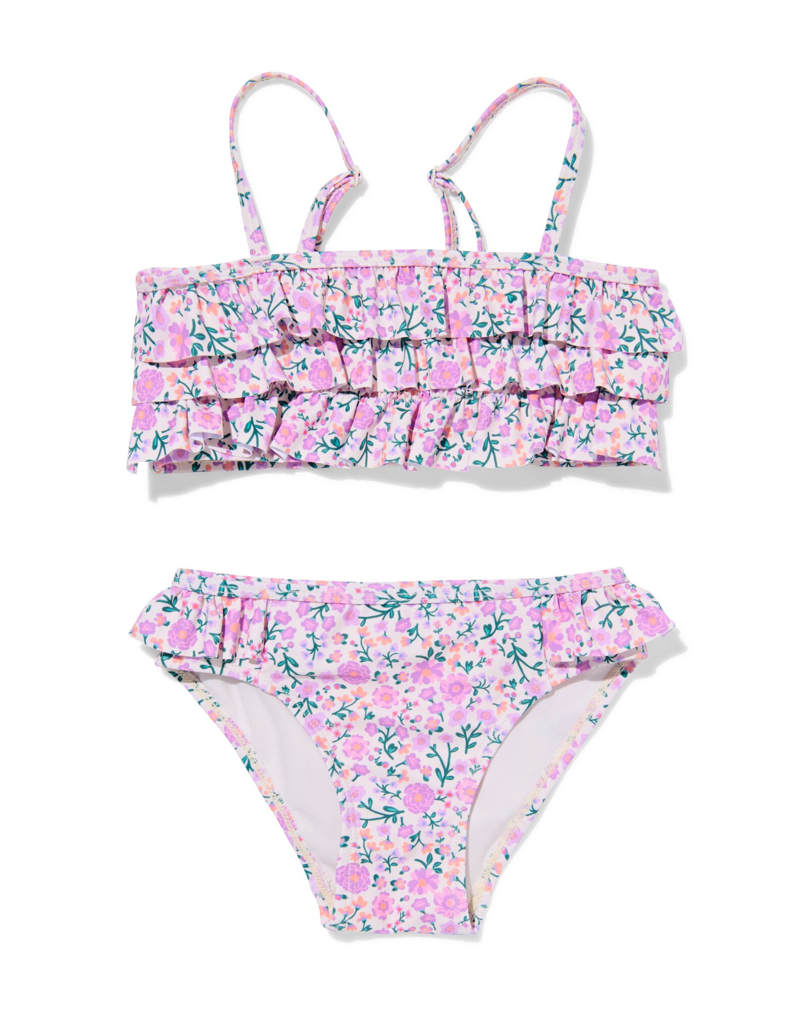 kinderbikini bloemen ruffels lila lila - 22260410LILAC - HEMA