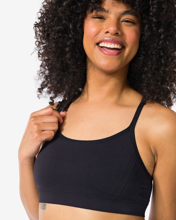 haut de sport pr&eacute;form&eacute; light support sans armature ni couture noir noir - 21730110BLACK - HEMA