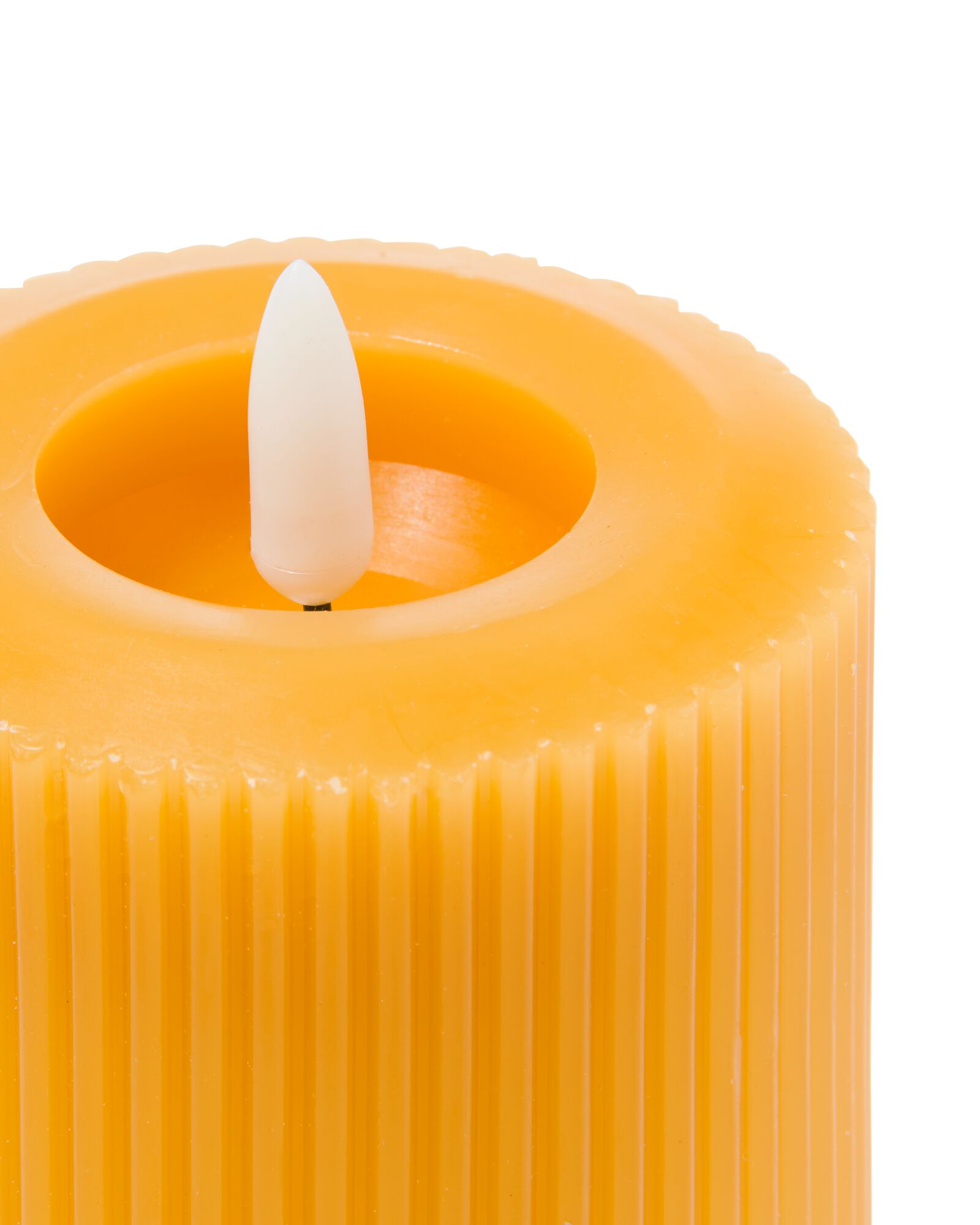 bougie nervur&eacute;e LED avec cire &Oslash;7.5x10 jaune ocre - 13550057 - HEMA