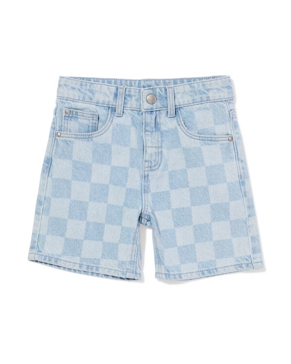 kindershort regular fit blokken blauw blauw - 30717202BLUE - HEMA