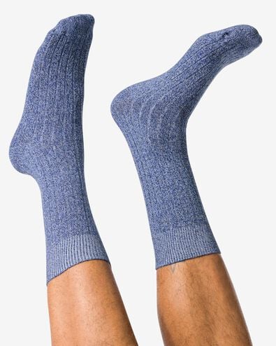 chaussettes côtelées homme  bleu foncé bleu foncé - 4170400DARKBLUE - HEMA