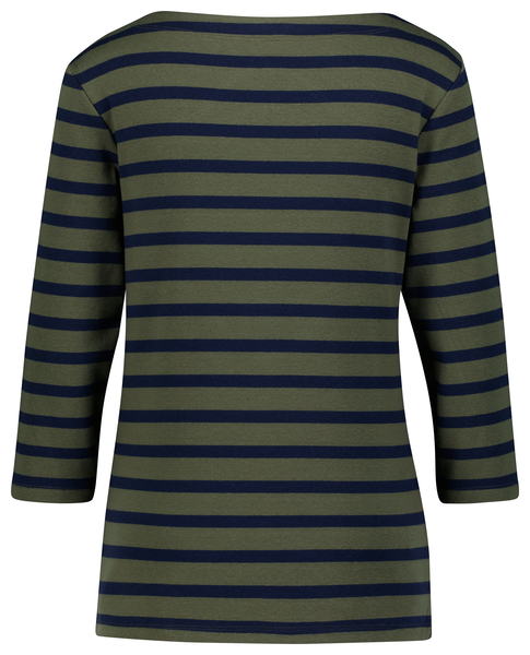 Damen-Shirt Cara, U-Boot-Ausschnitt, Streifen olivgrün - 1000028447 - HEMA