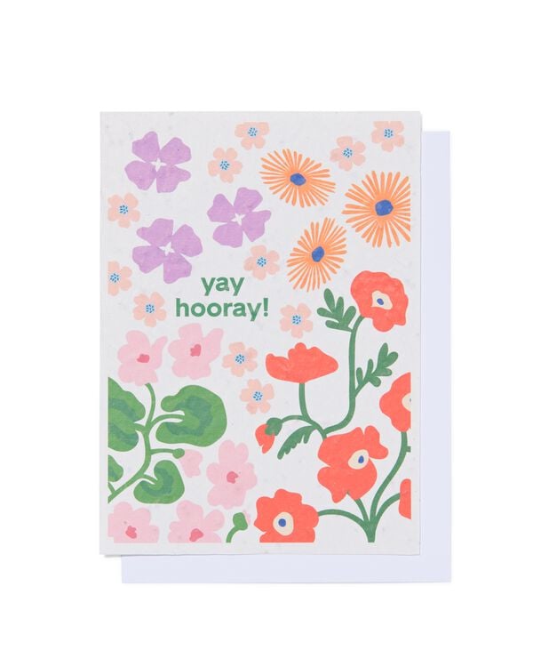 carte de voeux 'yay hooray' avec graines de fleurs - 41860111 - HEMA