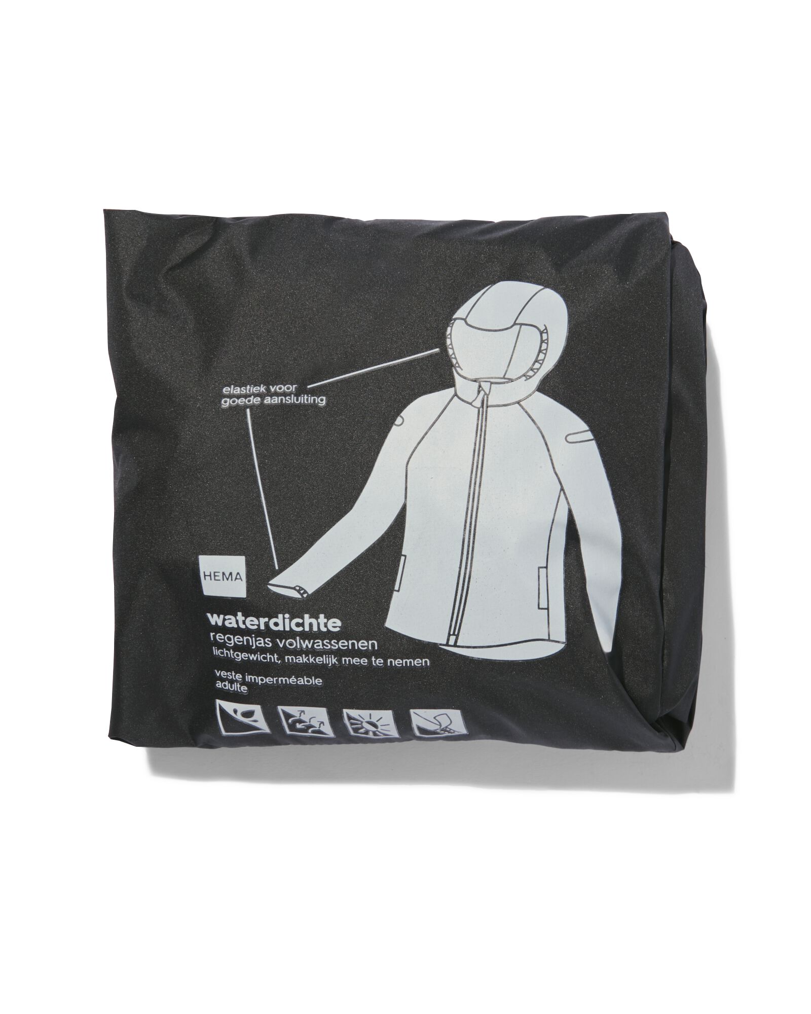 regenjas voor kinderen lichtgewicht waterdicht zwart zwart - 18440260BLACK - HEMA