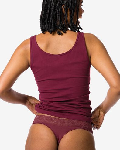 Damenstring nahtlos aus Mikrofaser mit Spitze bordeauxrot - 19611724BURGUNDYRED - HEMA