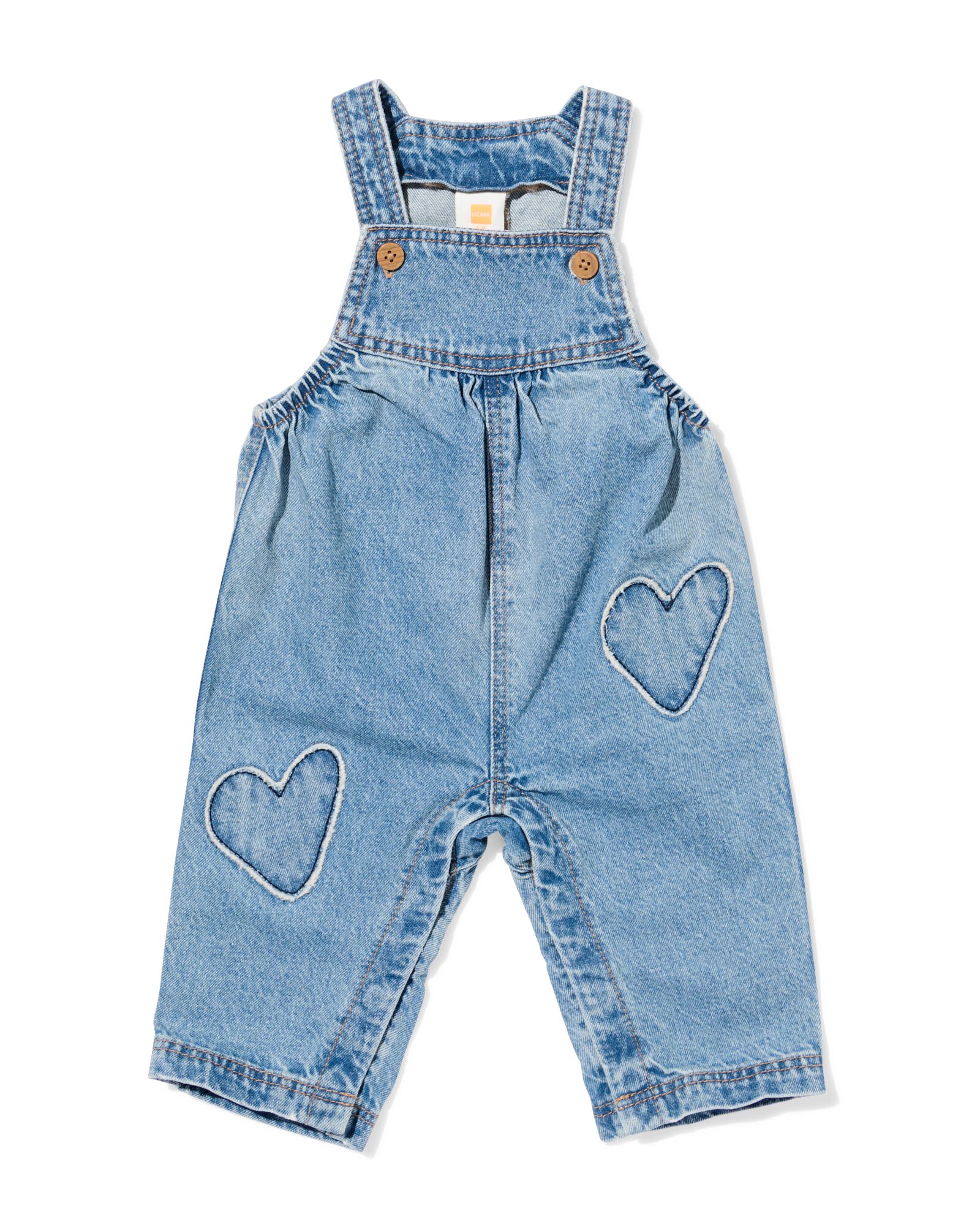 Baby-Latzhose aus Denim mit Herzen jeansfarben jeansfarben - 33042470DENIM - HEMA